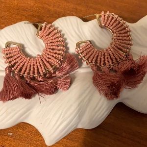 Pink tassel beaded earrings